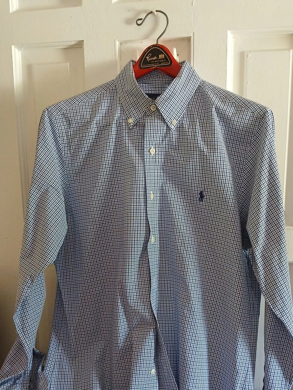 Polo by Ralph Lauren Navy and White Micro-Check Button-Down Shirt